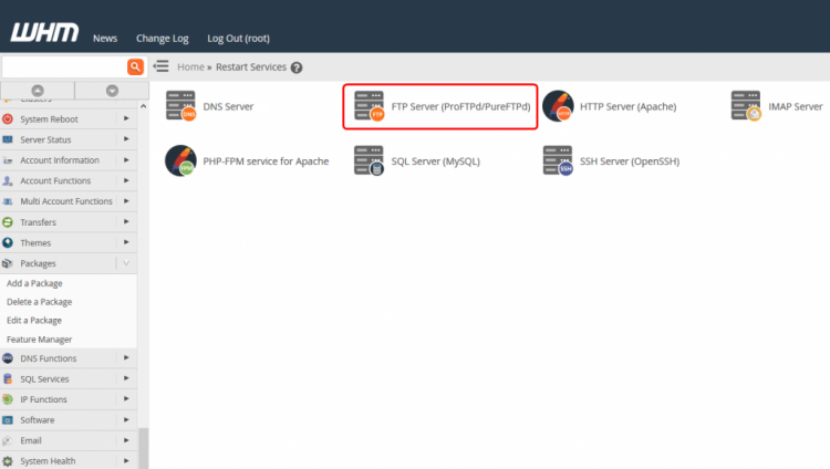 在WHM面板如何重新启动FTP服务器第2张