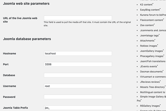 Provide your Joomla website information